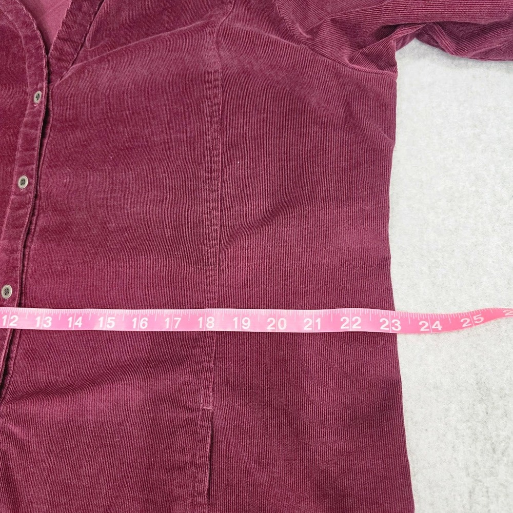 J Jill Corduroy Knee Length Shirt Dress XL Plum Button Country Cottage Fall - Picture 7 of 11
